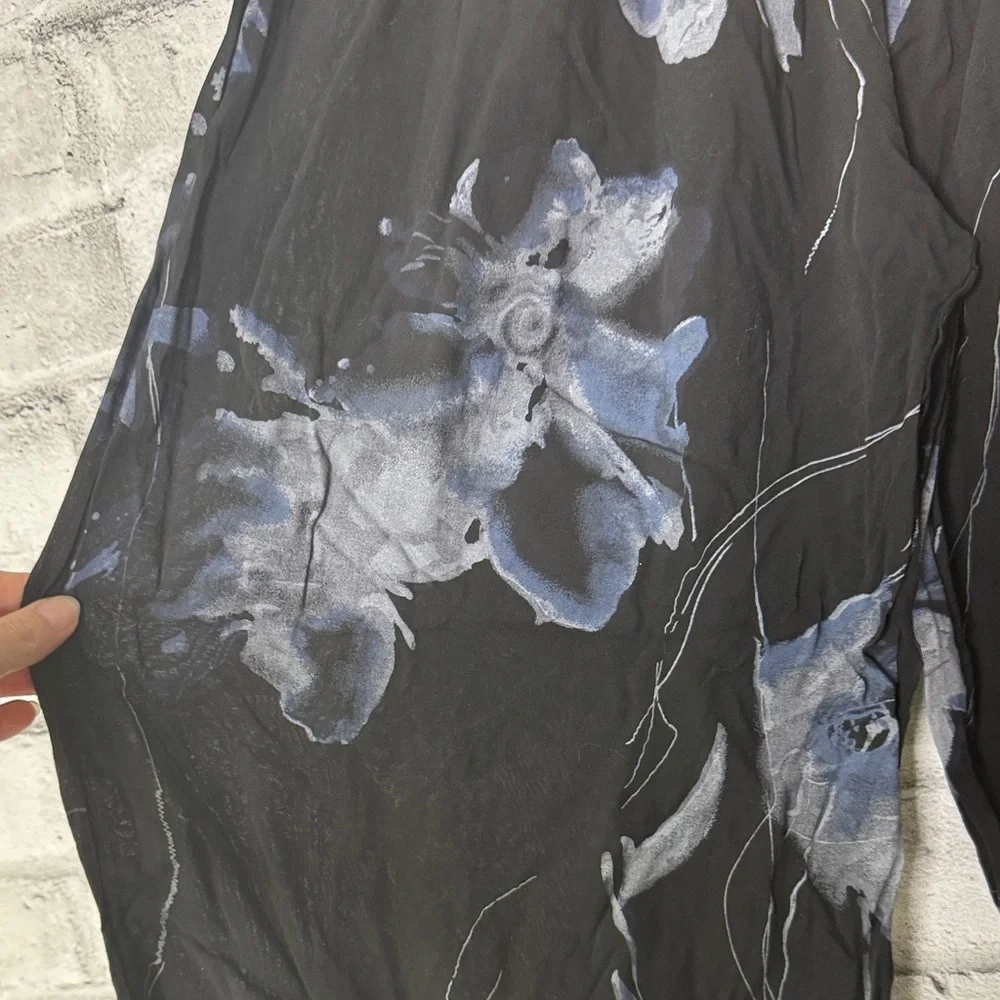 Beyond Capri Silk Floral Black Women's Leisure Pants - Picture 2 of 7